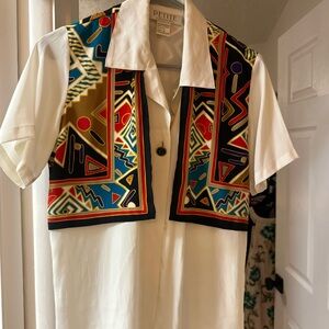 Vintage  Geometric Patterned Blouse